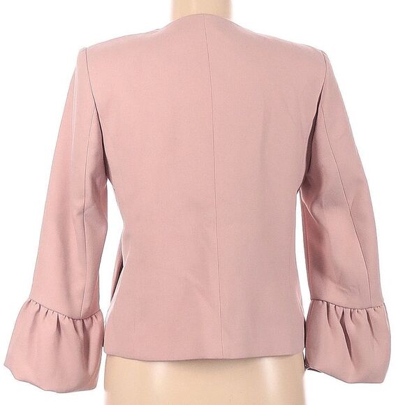 Zara Nude Pink Blazer Jacket with Ruffle on Sleeve Hem NWT - Picture 2 of 9